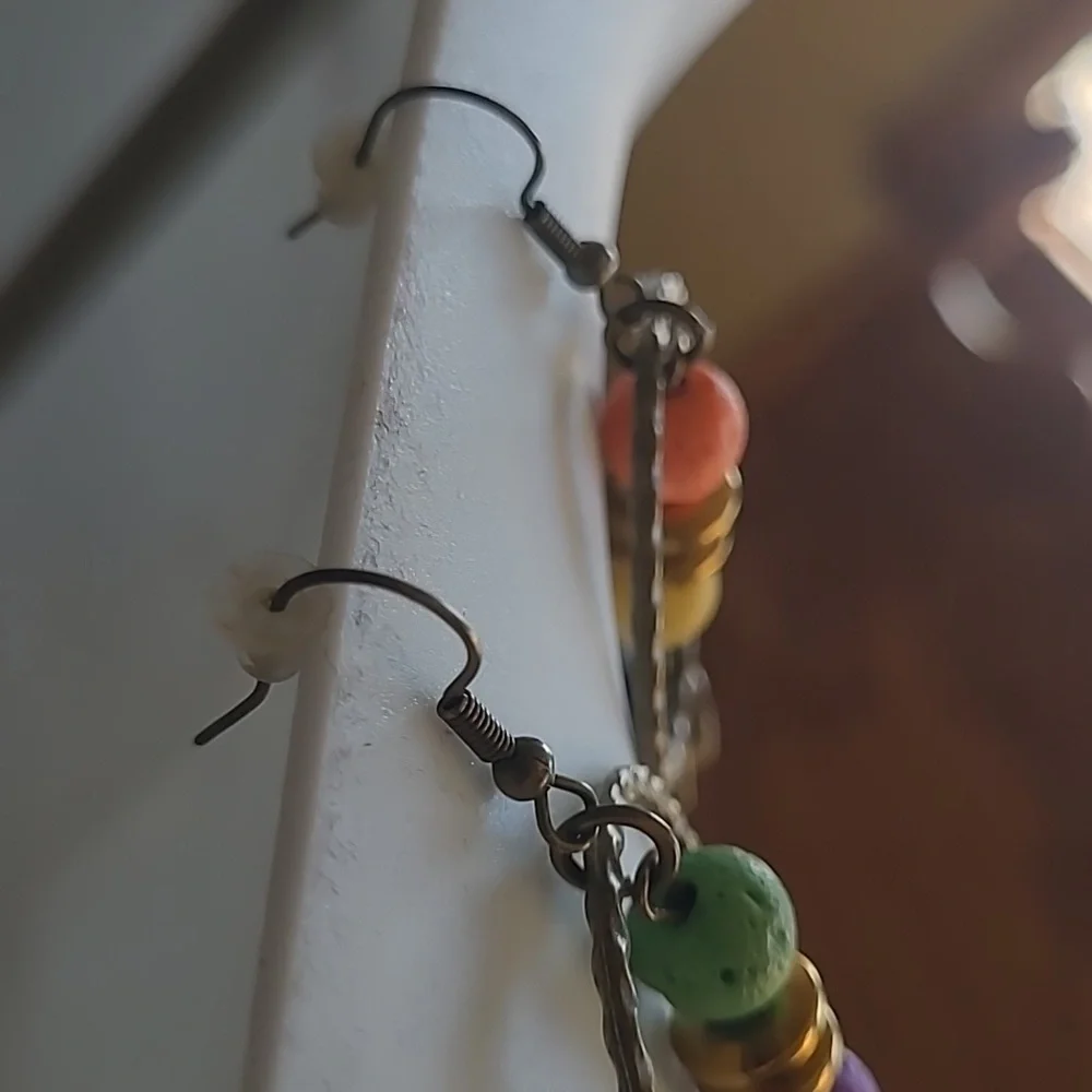 Vintage Looking Camera Earrings with Colorful Beads